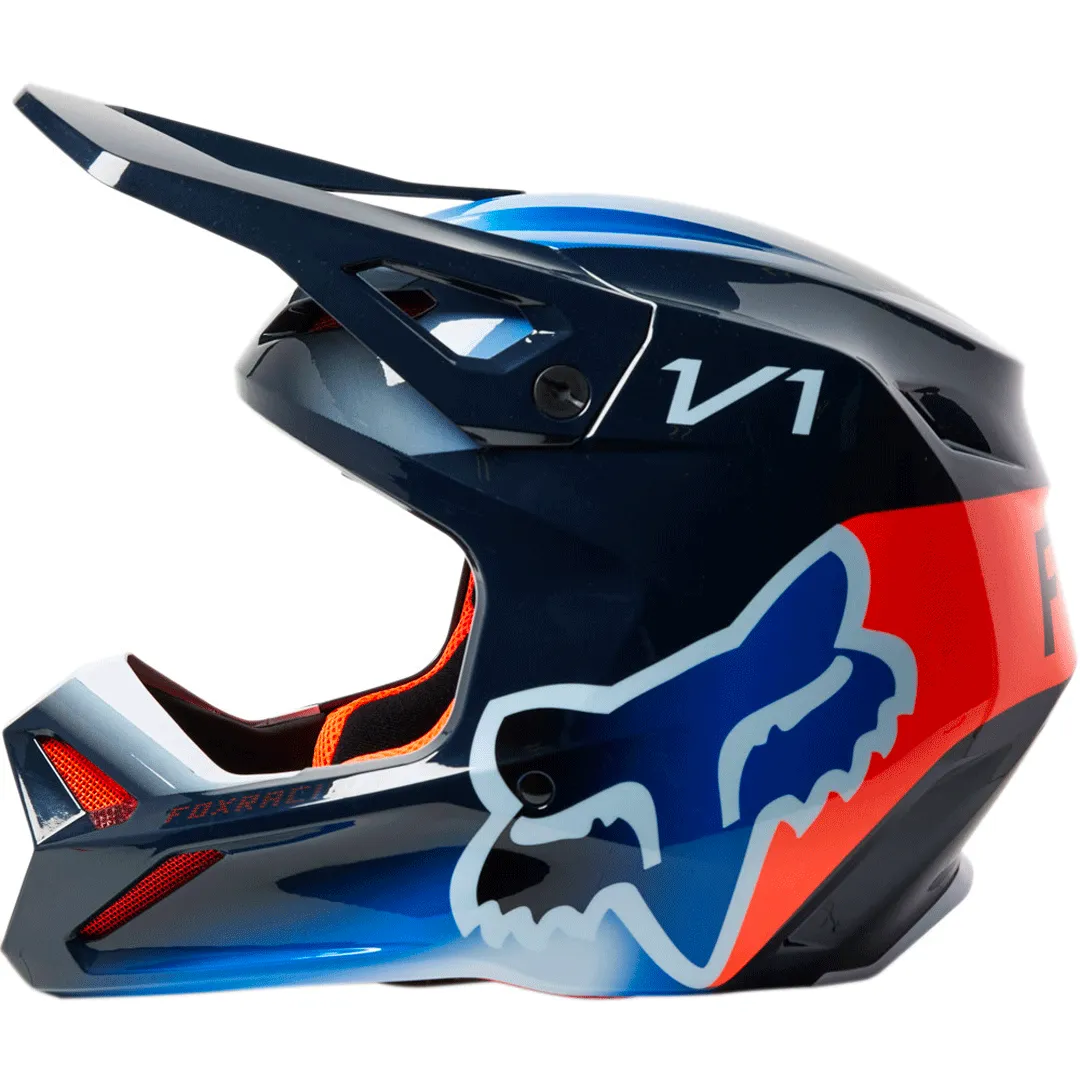 Fox - V1 Toxsyk Navy/Orange Helmet