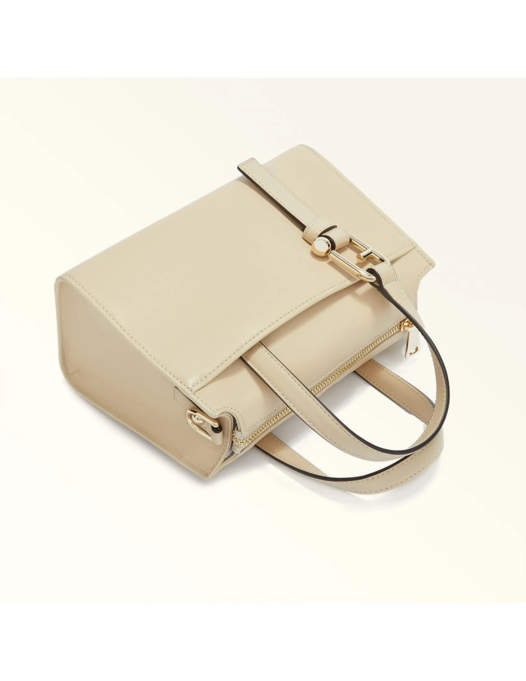 FURLA NUVOLA S BOSTON BAG IN BEIGE LEATHER