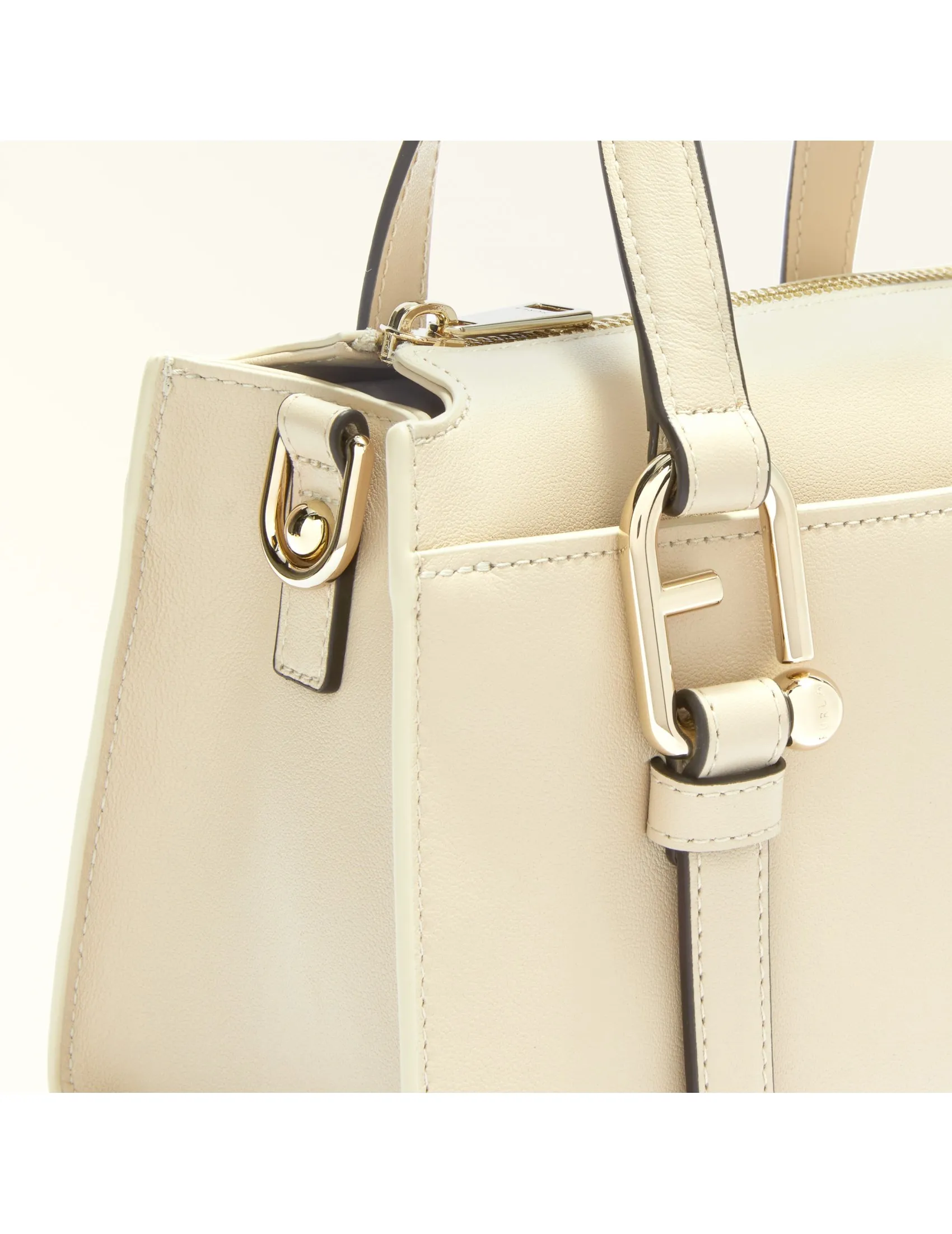 FURLA NUVOLA S BOSTON BAG IN BEIGE LEATHER