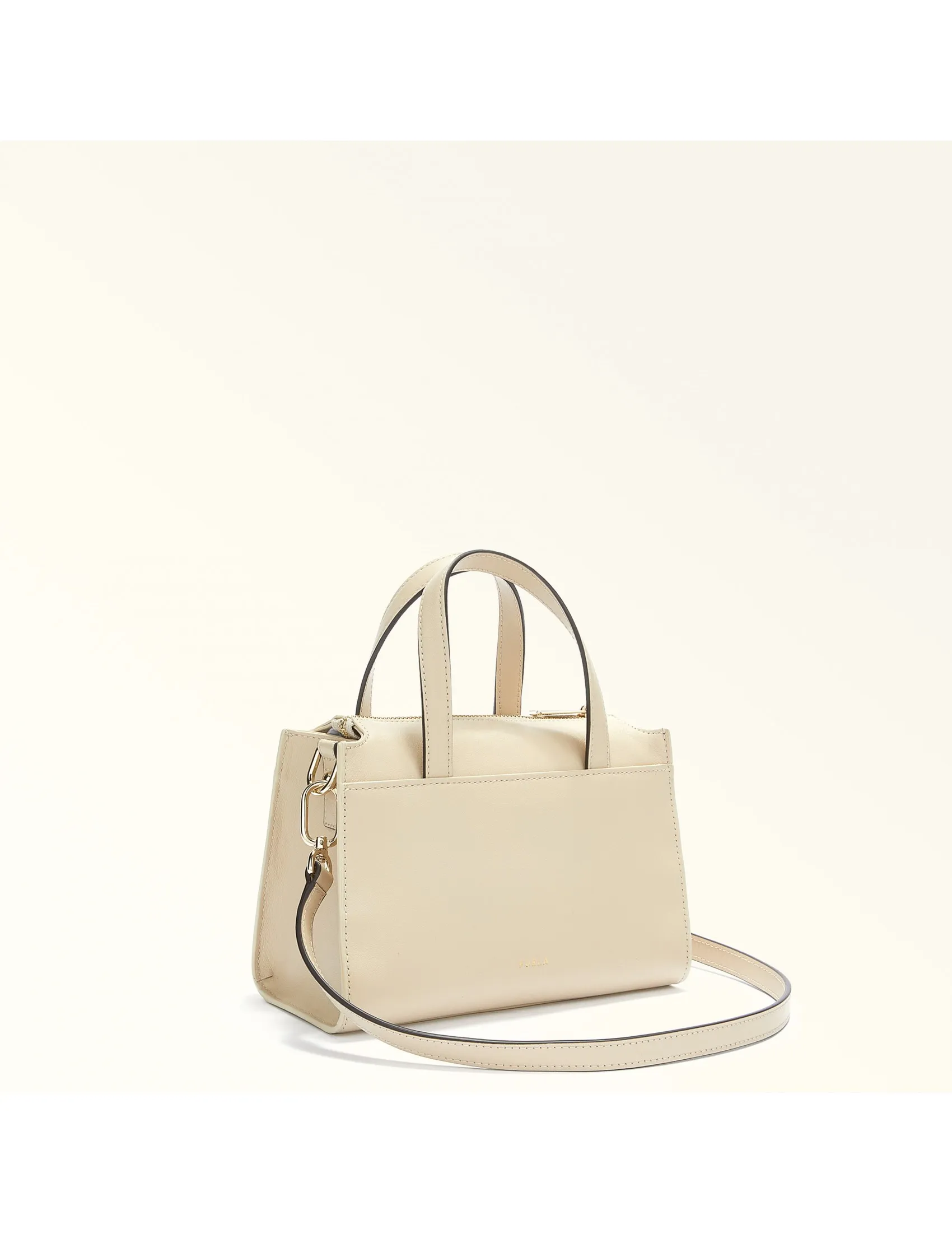 FURLA NUVOLA S BOSTON BAG IN BEIGE LEATHER