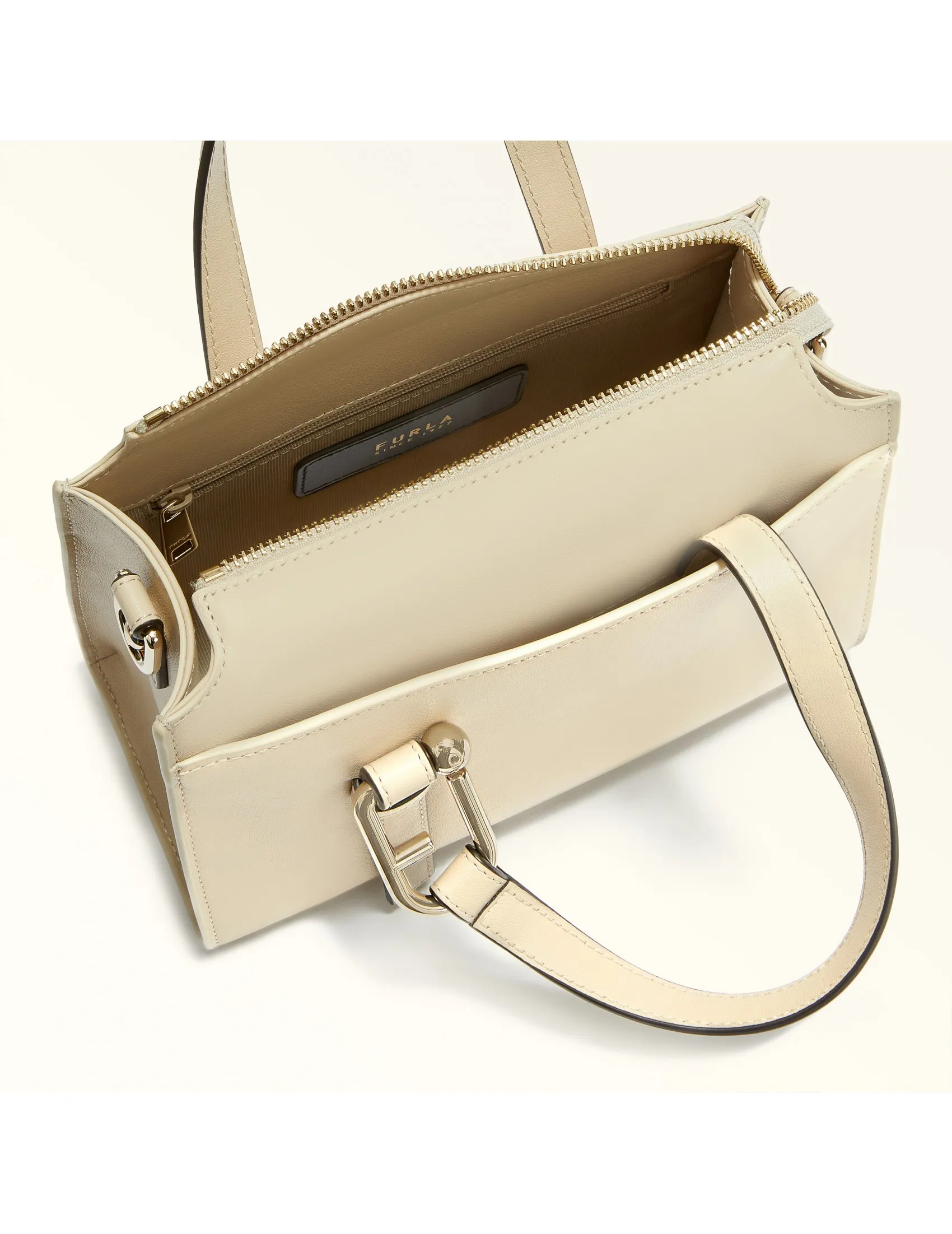 FURLA NUVOLA S BOSTON BAG IN BEIGE LEATHER