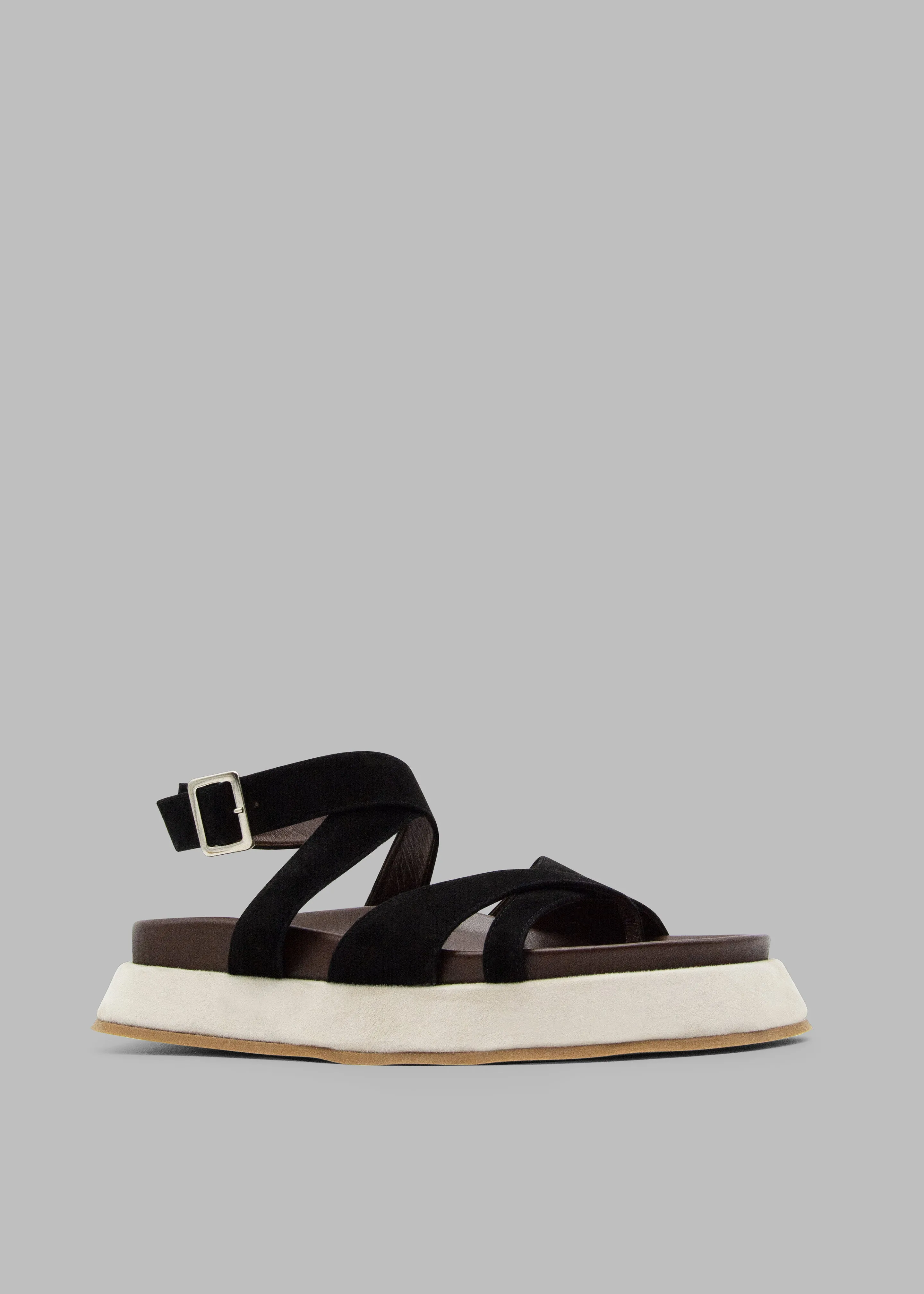 Gia Borghini Rosie 41 Flat Sandals - Black/Chocolate/Beige