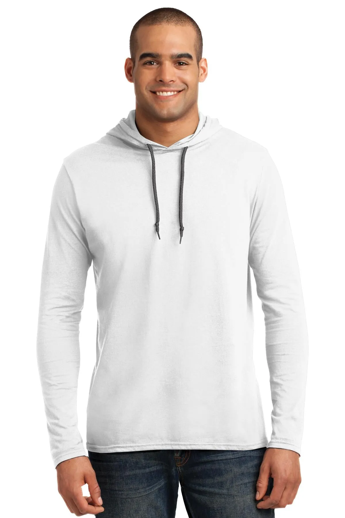 Gildan 100% Combed Ring Spun Cotton Long Sleeve Hooded T-Shirt. 987