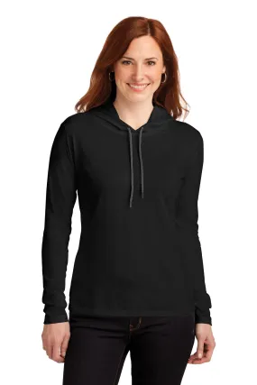 Gildan Ladies 100% Combed Ring Spun Cotton Long Sleeve Hooded T-Shirt. 887L