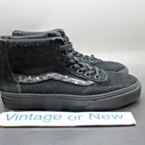 Girls' VANS SK8-Hi Black Sequin Suede Skate Preschool Ki...