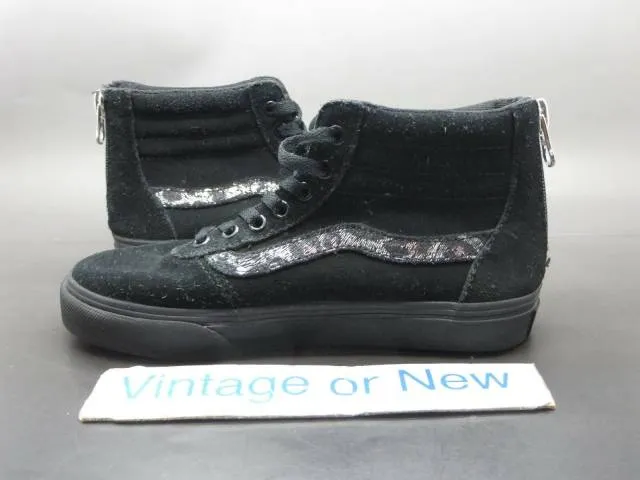 Girls' VANS SK8-Hi Black Sequin Suede Skate Preschool Ki...