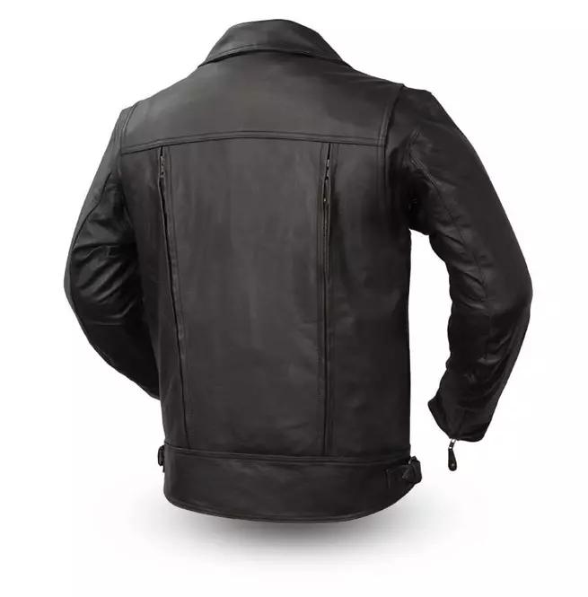 Gothic Men's -style Asymmetrical Zipper Lapel Cowhide Leather Biker Jacket