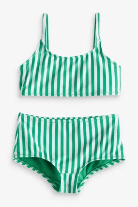 Green/White Stripe Bikini (4-12yrs)