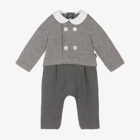 Grey Cotton Jersey Baby Romper