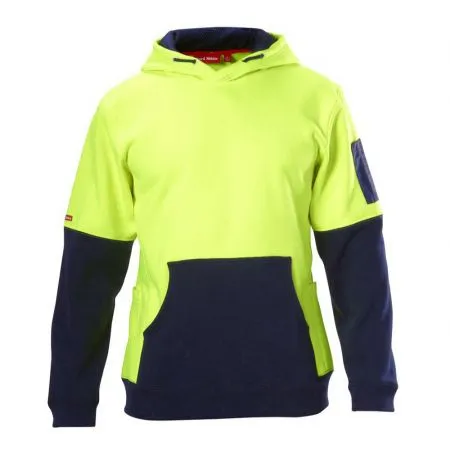 Hard Yakka Y19325 Hi-Vis Two Tone Fleece Hoodie Yellow/Navy