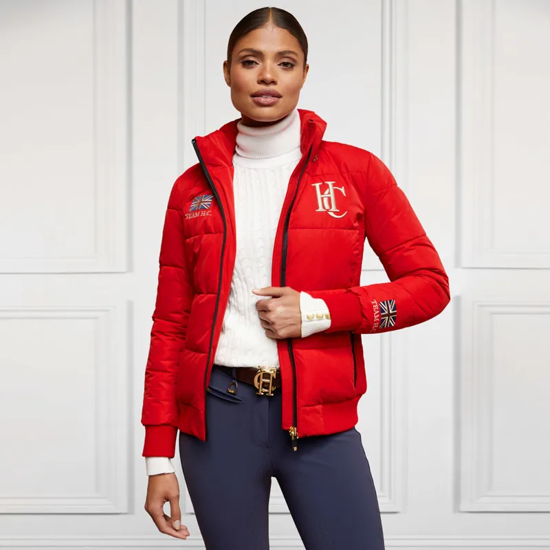 Holland Cooper Team Hooded Ladies Padded Jacket - Heritage Red