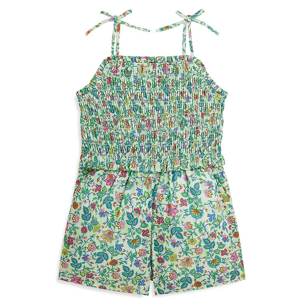 Hudson's Bay Little Girl's Floral Smocked Cotton Batiste Romper