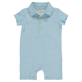 Infant Boys' Me & Henry Drift Polo Romper - Aqua Blue