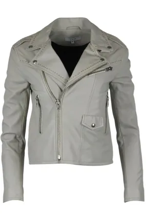 IRO STUDDED LEATHER BIKER JACKET FR 36 UK 8