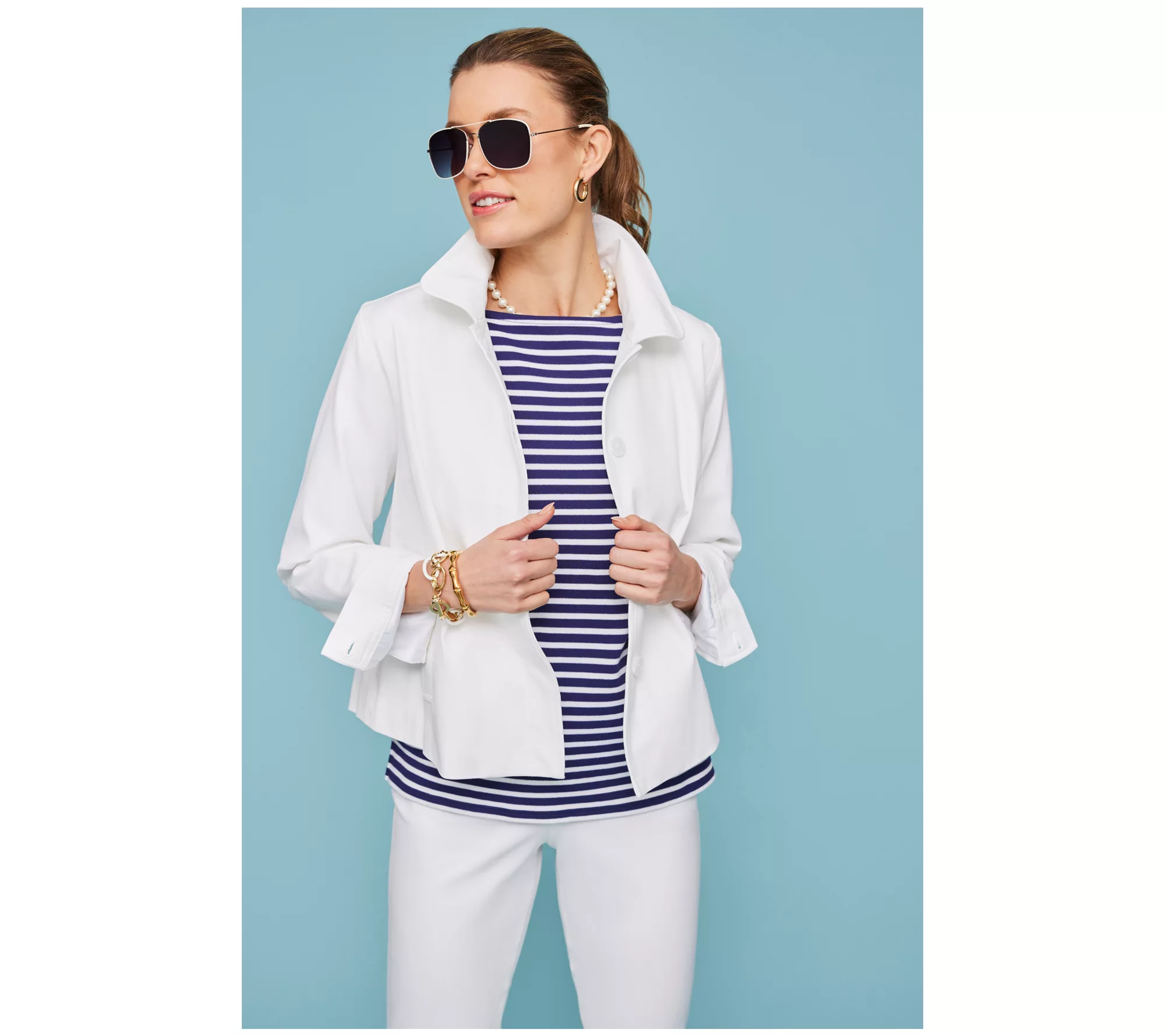 Isaac Mizrahi Live! 24/7 Stretch Cropped Jacket with Pockets