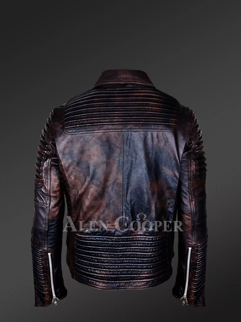 Italian-Finish Leather Jacket In Coffee With In-Built Belt