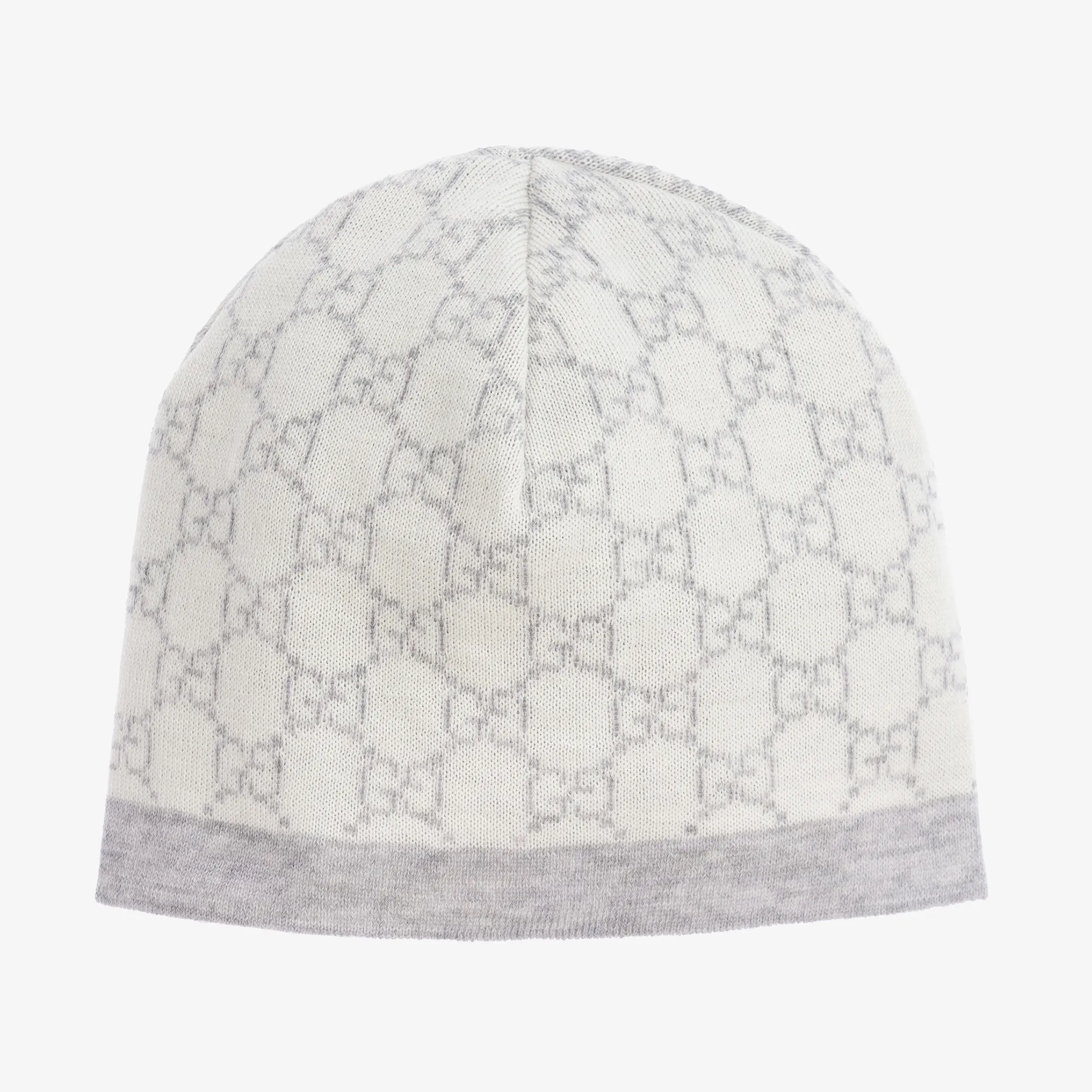 Ivory & Grey Wool GG Baby Hat