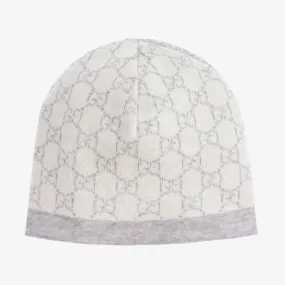 Ivory & Grey Wool GG Baby Hat