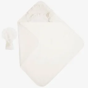 Ivory Cotton Hooded Towel & Mitt Set (76cm)