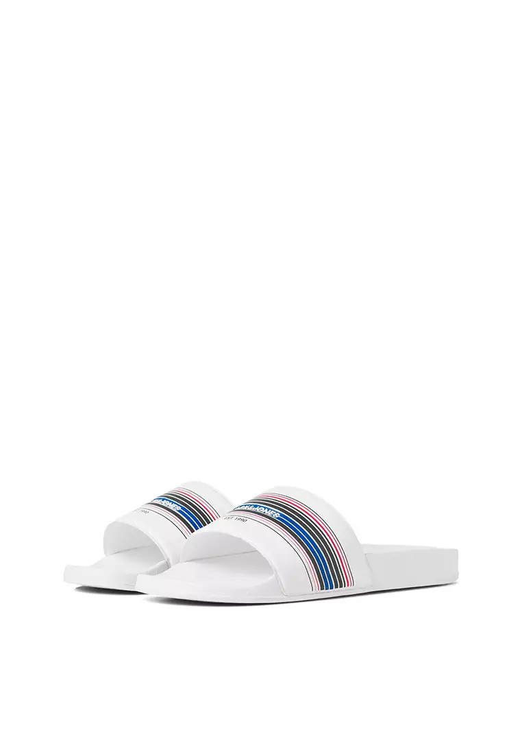 Jack & Jones Lewis Stripe Rubber Pool Slide Sandals