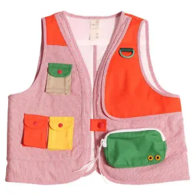 Kids Tia Cibani Fisher Utility Patchwork Vest - SOS Red