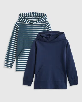 Kids' 100% Organic Cotton Slub Hooded Tee 2 -Pack