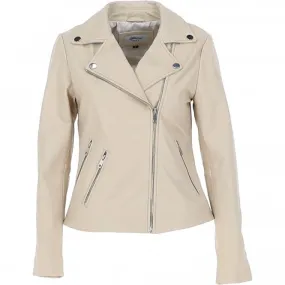 Ladies Leather Biker Jacket Beige: G-Celia22