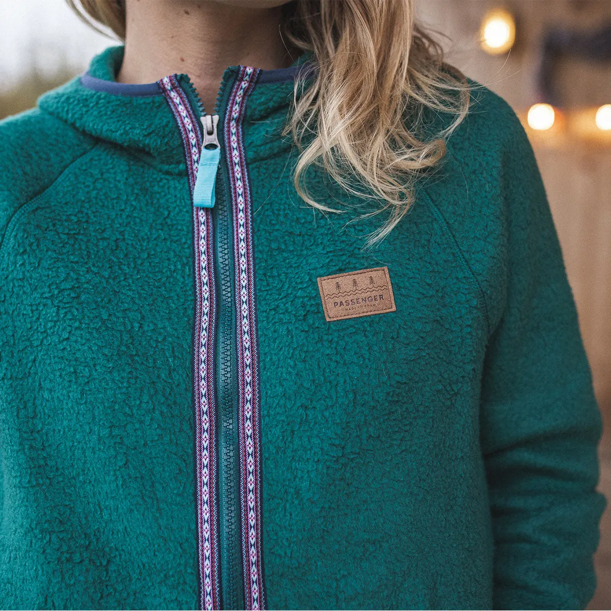 Lake Full Zip Hooded Recycled Sherpa Fleece - Storm Green