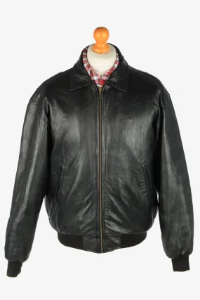 Leather Jacket Men’s Zip Up Vintage Size S Black C2773 - Pepper Tree London