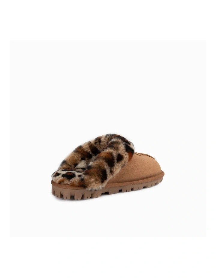 Leopard Print Water Resistant Coquette Slipper in Chestnut