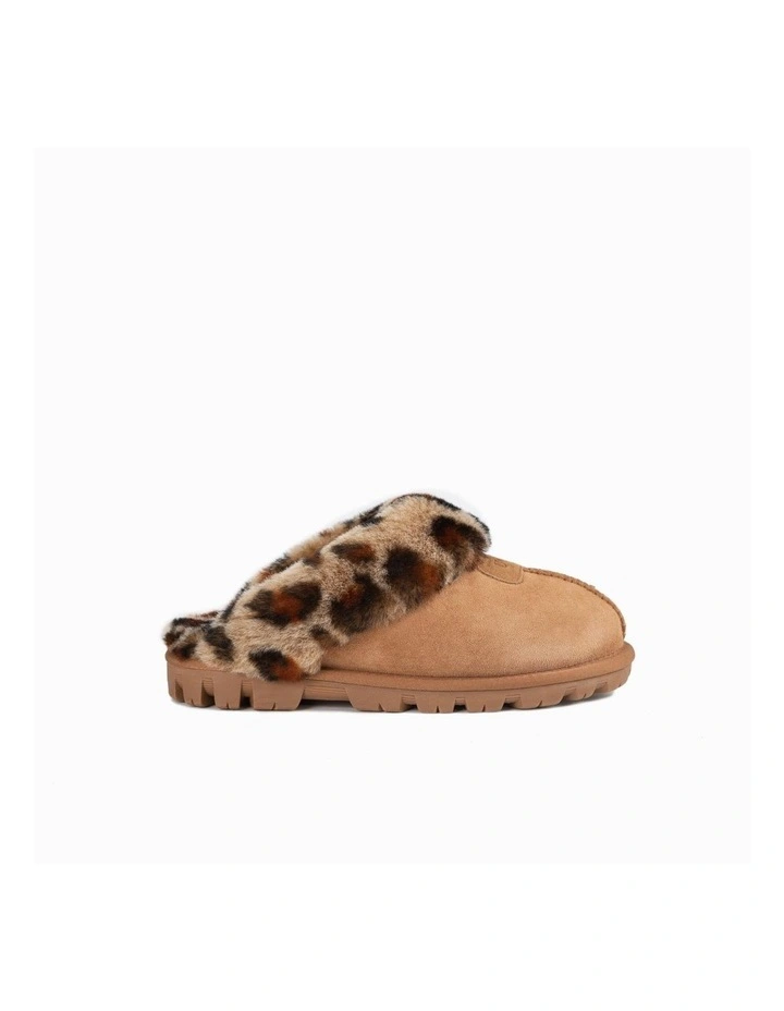 Leopard Print Water Resistant Coquette Slipper in Chestnut