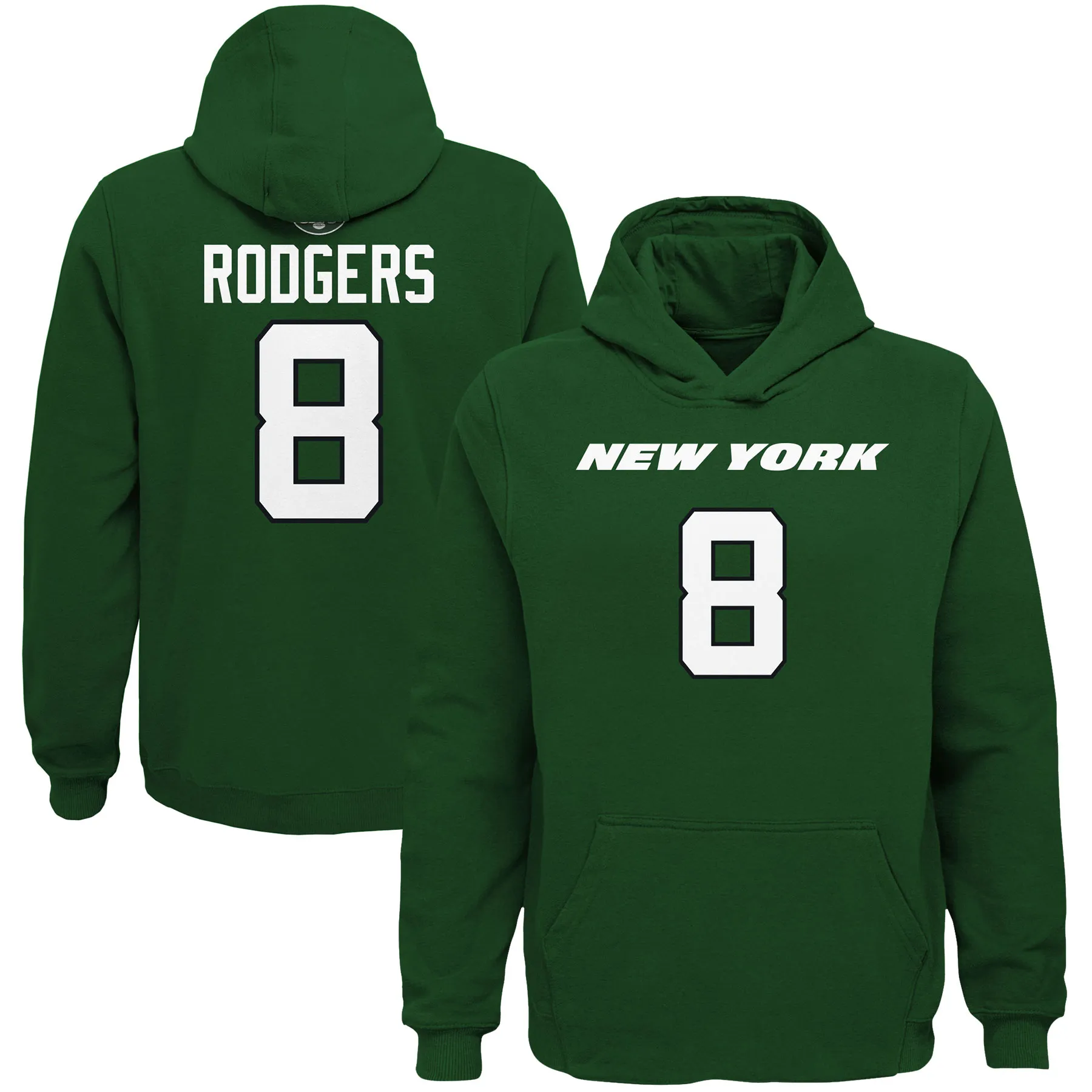 Lids Youth Aaron Rodgers Green New York Jets Mainliner Player Name & Number Pullover Hoodie