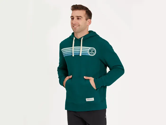 Life is Good Men's Simply True Fleece Hoodie - LIG Coin Stripe