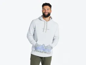 Life is Good Men's Simply True Fleece Hoodie - Woodblock Mountain Scene