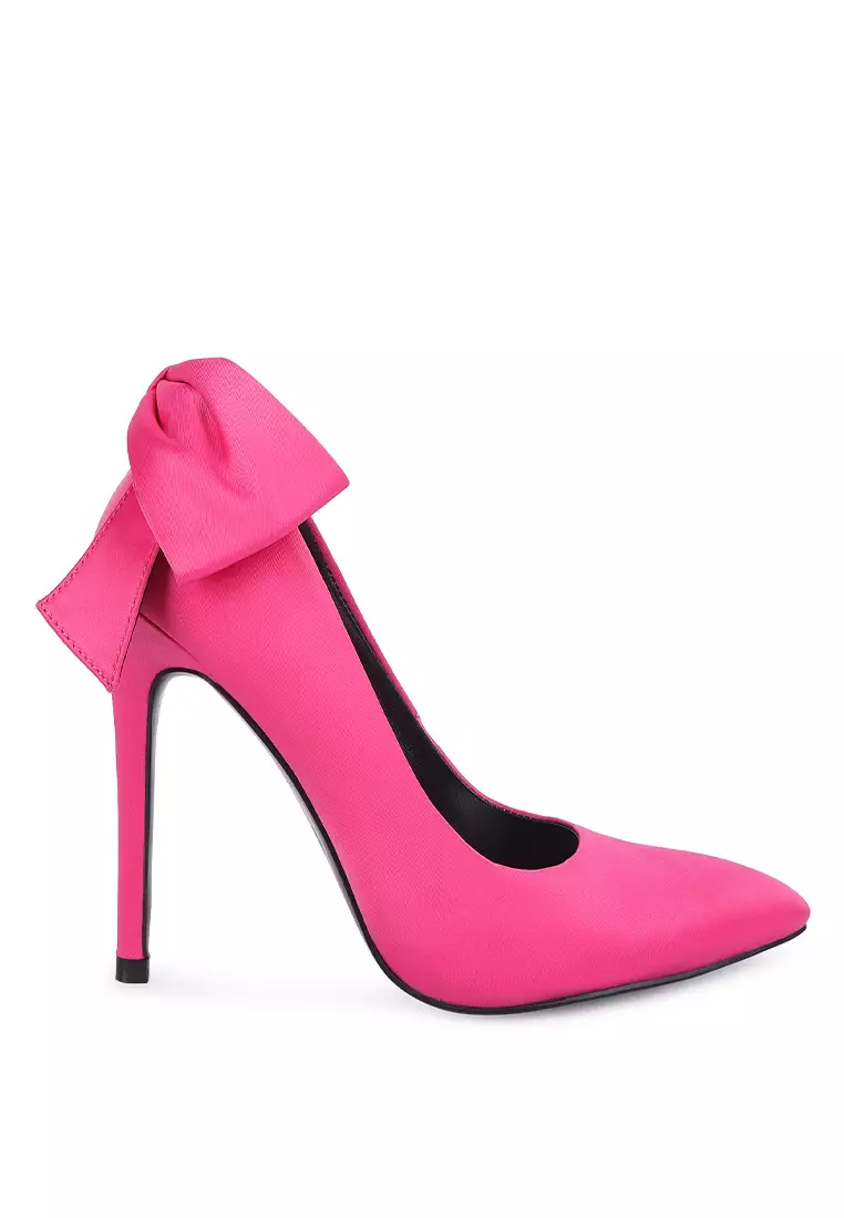 London Rag Fuchsia High Heeled Satin Pump Sandals