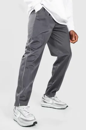 Loose Fit Pintuck Tricot Joggers With Piping