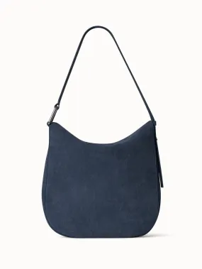 Medium Anna Hobo Bag in Suede Leather with Denim Look