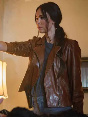 Megan Fox Midnight in the Switchgrass Brown Leather Jacket