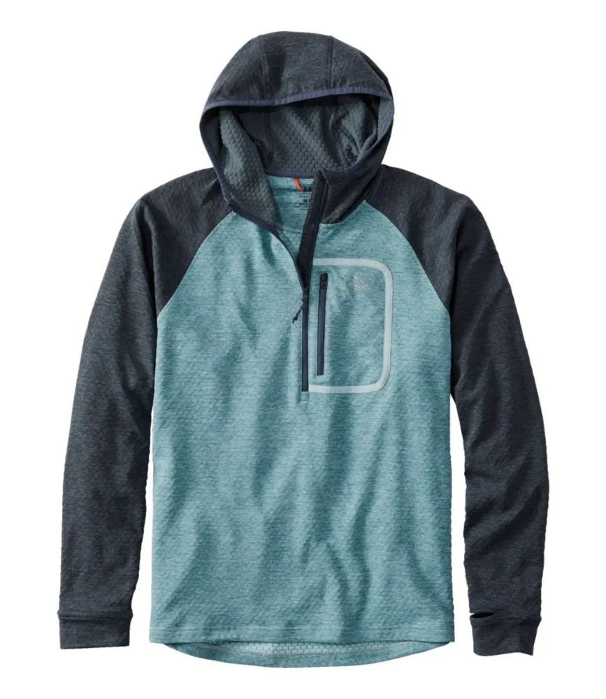 Men's Adventure Grid Fleece, Hooded Half-Zip Colorblock