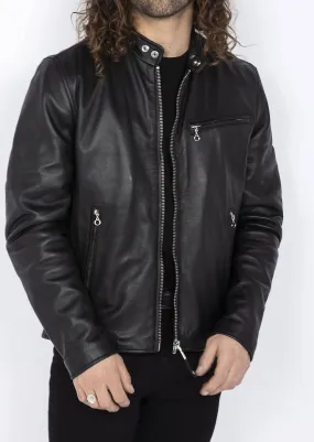 Men's black leather jacket in biker style lc 949 d