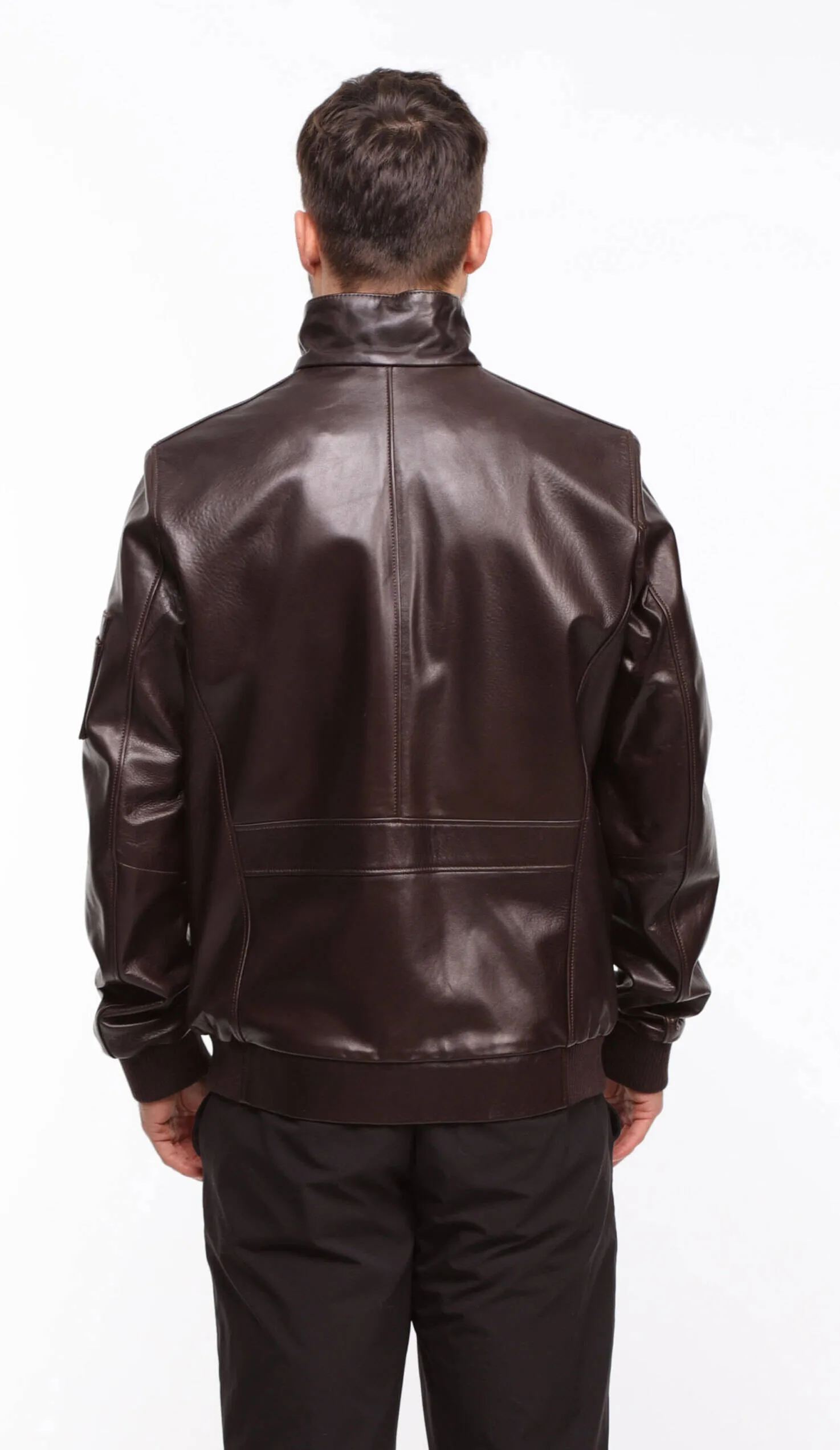 Men's brown leather jacket in \movy\ pilot style