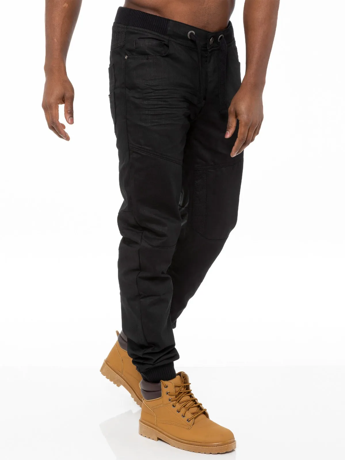 Mens Denim Cuffed Joggers Jeans | Enzo Designer Menswear