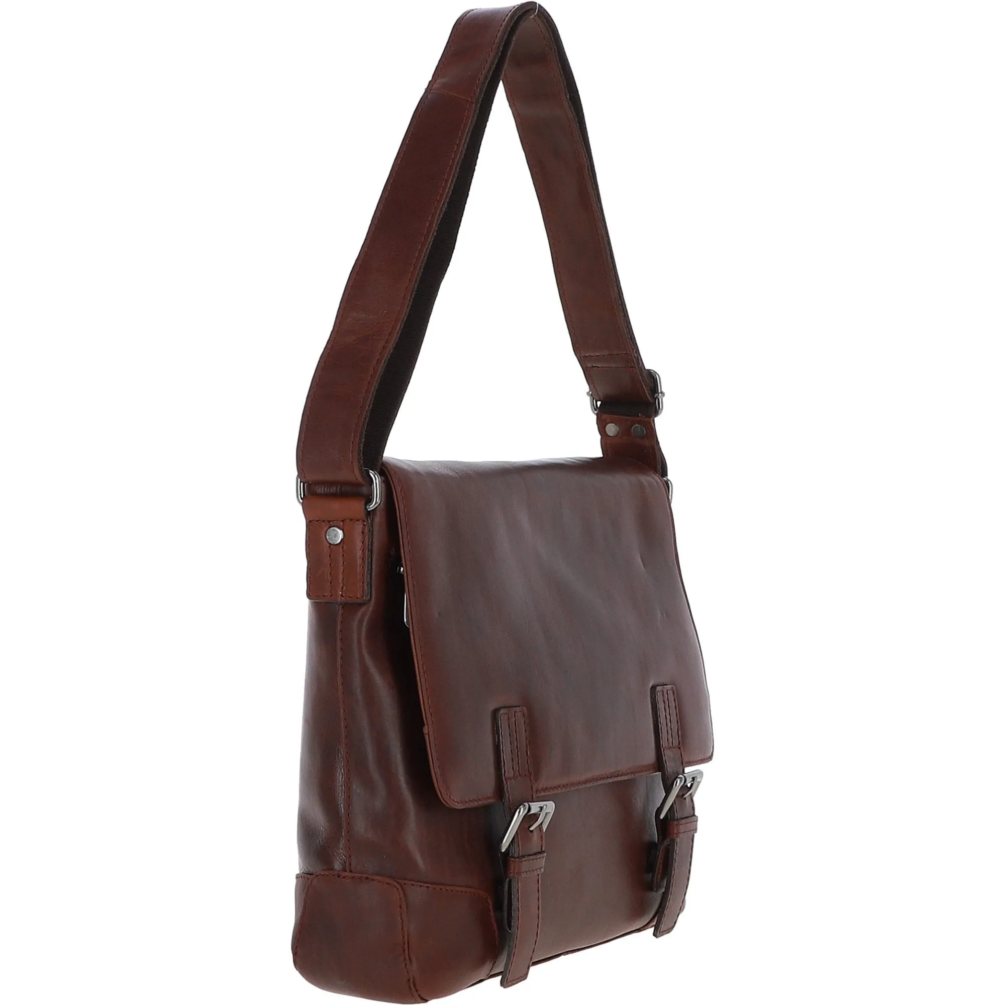 Mens Medium Leather Messsenger Bag Tan: Oscar