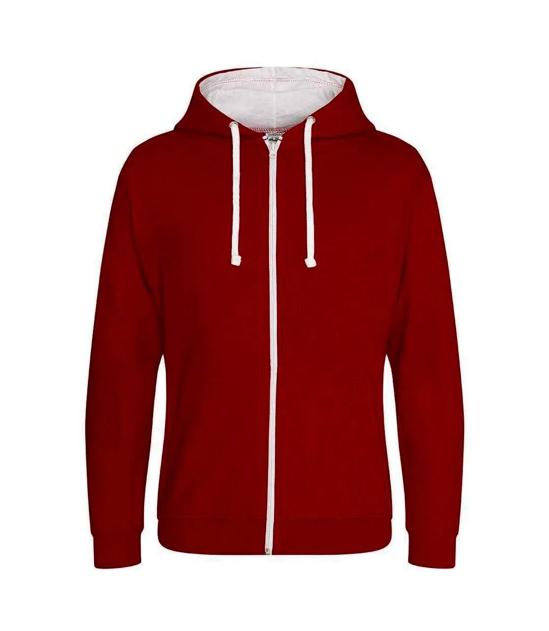 Mens varsity full zip hoodie fire red/arctic white Awdis