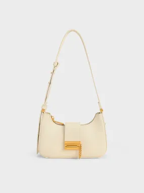 Metallic Accent Belted Bag - Chalk