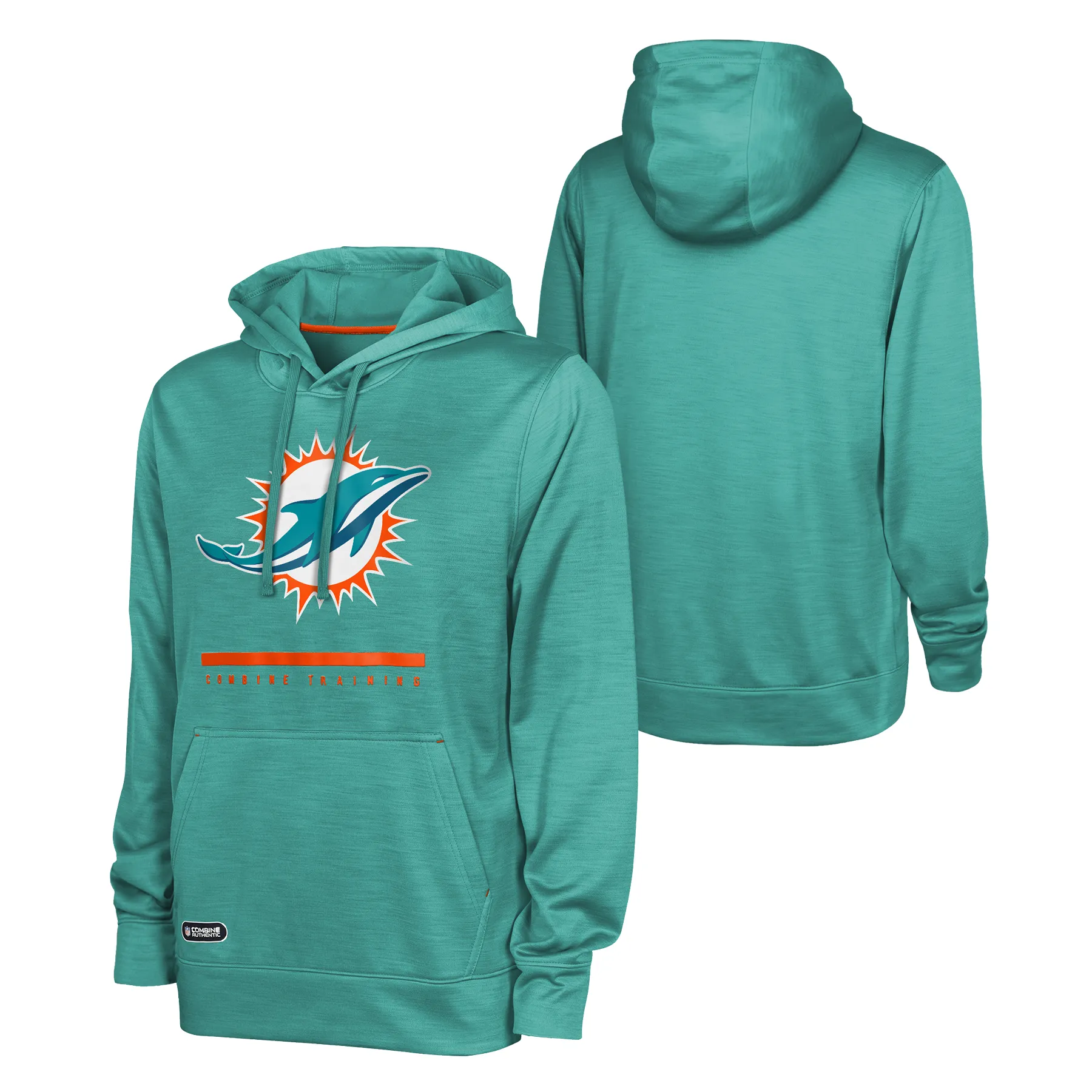 Miami Dolphins Combine Training Pullover Hoodie with Pockets - Heathered Aqua