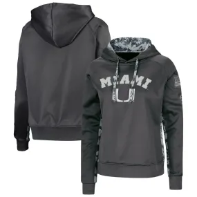 Miami Hurricanes Colosseum OHT Women's Digi Camo Pullover Raglan Hoodie - Charcoal