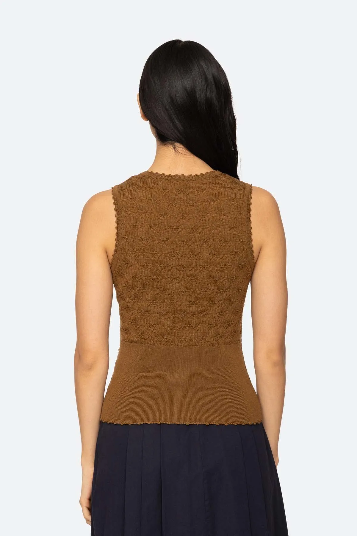 Mila Pointelle Tank Top - Camel