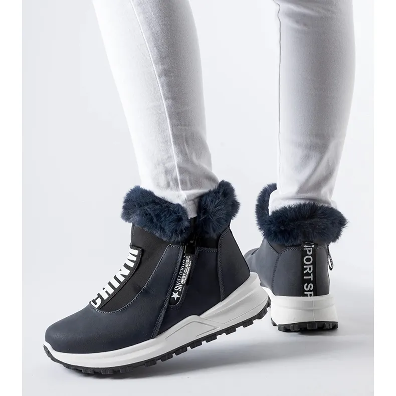 Navy blue insulated Oneglia high-top sneakers