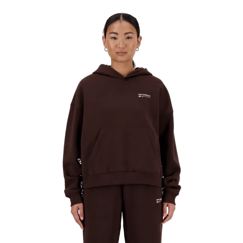 New Balance Women's Linear Heritage Brushed Back Fleece Hoodie